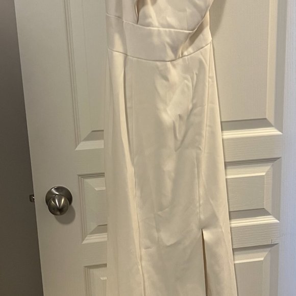 After Six One Shoulder Bow Dress Ivory Size 2 - Picture 2 of 7